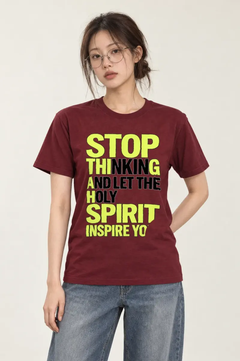"Stop Thinking" Heavyweight Unisex Crewneck T-shirt | Gildan 5000