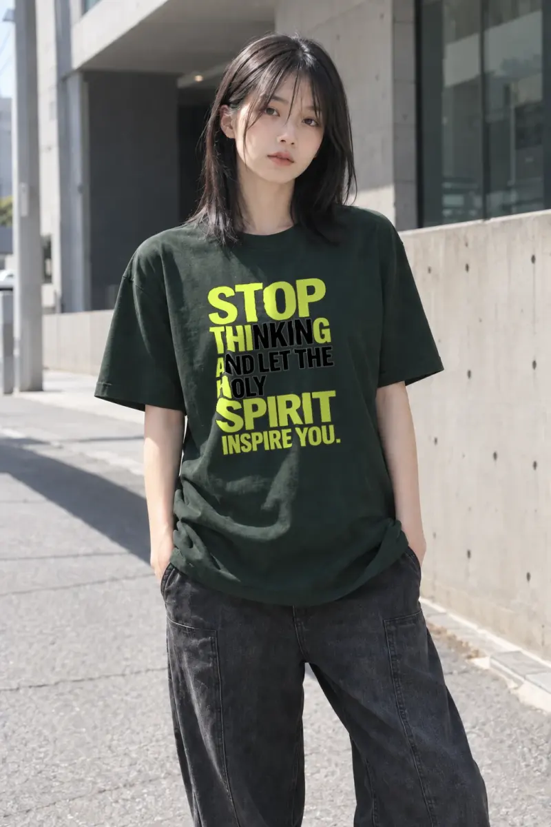 "Stop Thinking" Heavyweight Unisex Crewneck T-shirt | Gildan 5000