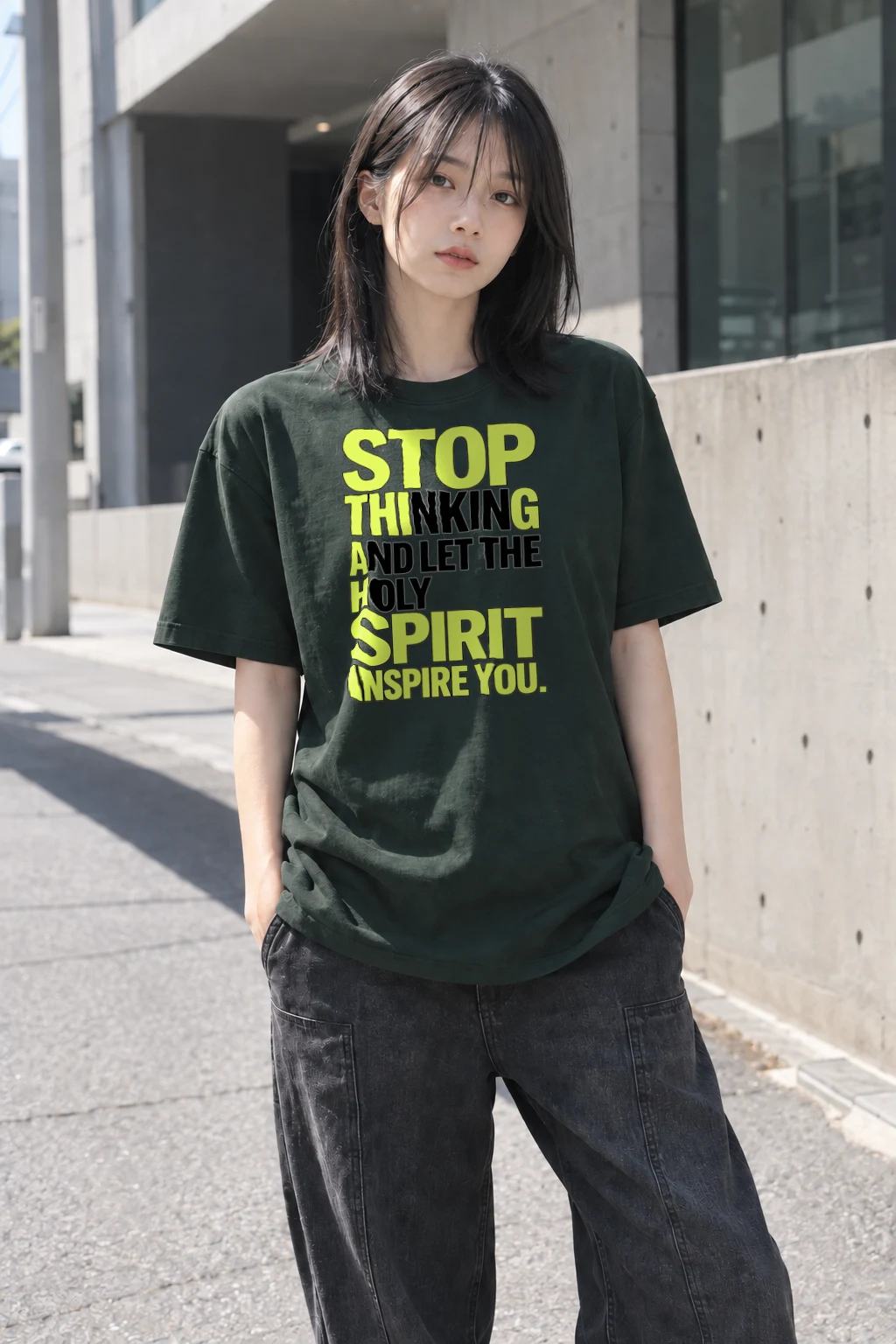 "Stop Thinking" Heavyweight Unisex Crewneck T-shirt | Gildan 5000