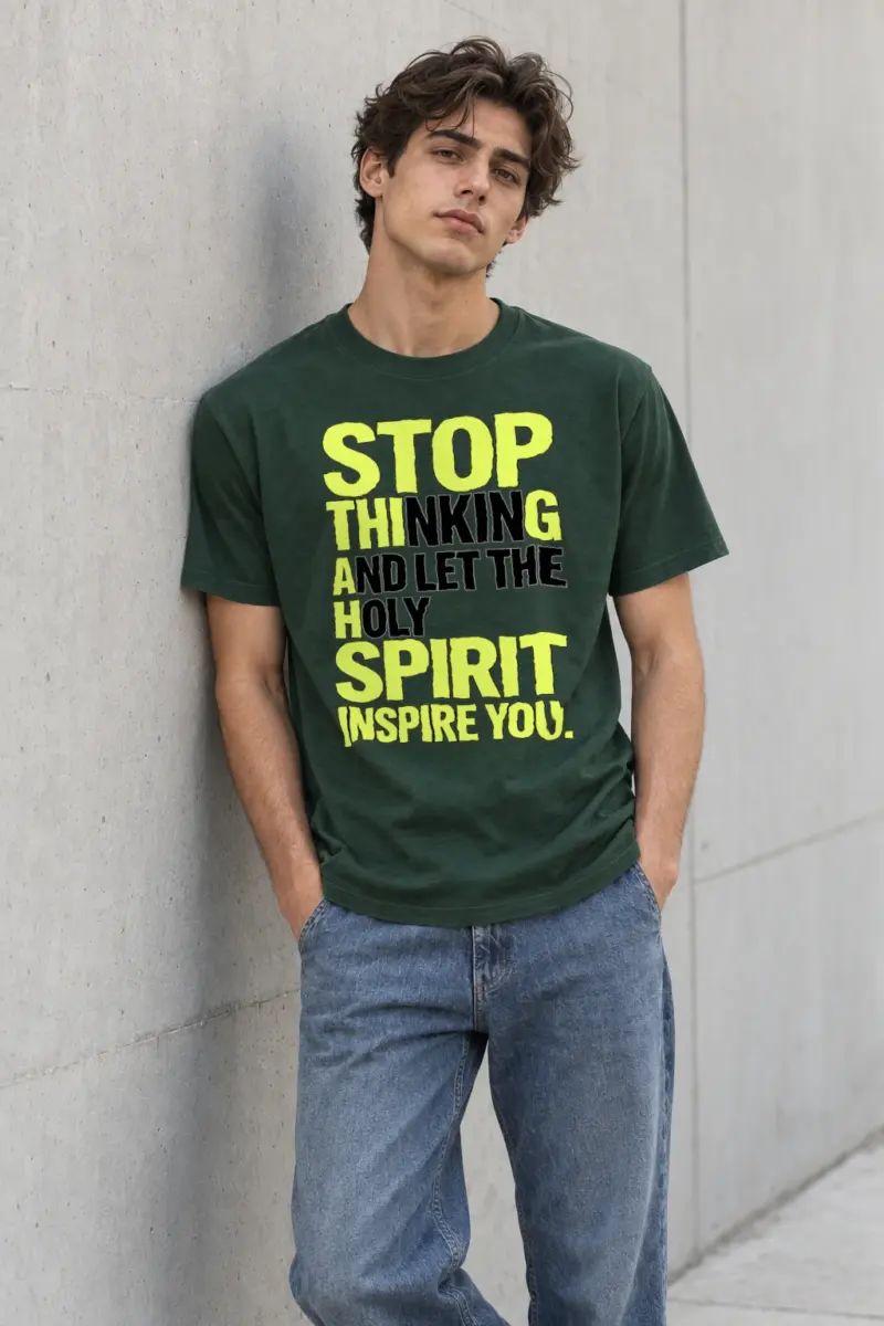 "Stop Thinking" Heavyweight Unisex Crewneck T-shirt | Gildan 5000