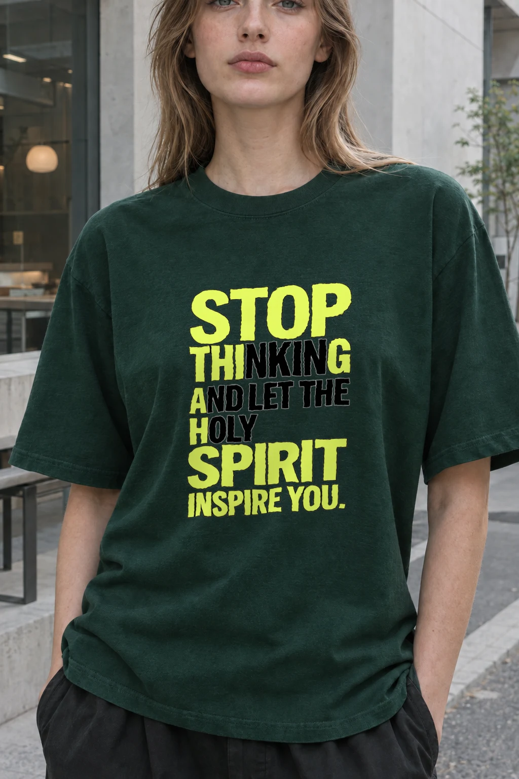 "Stop Thinking" Heavyweight Unisex Crewneck T-shirt | Gildan 5000