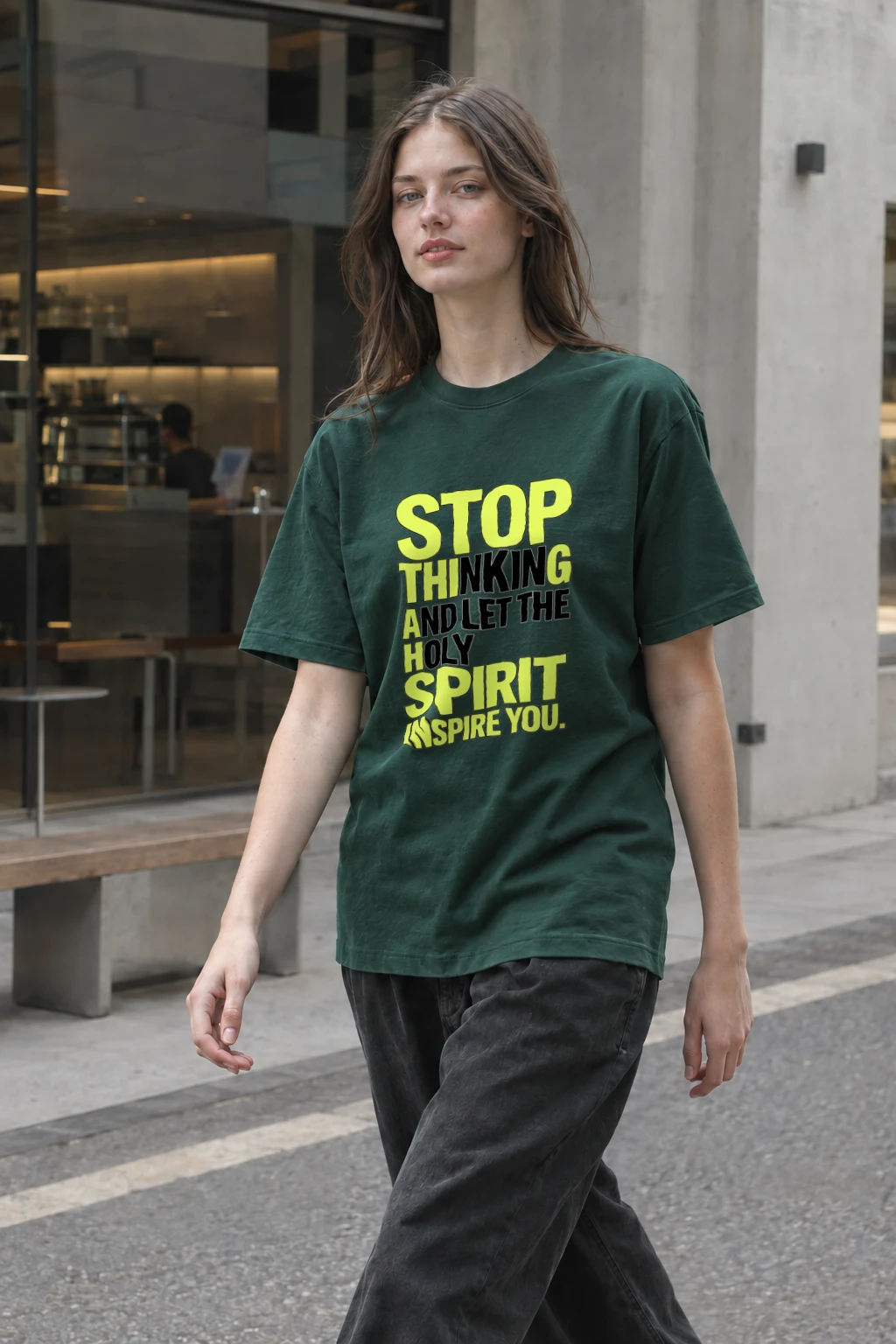 "Stop Thinking" Heavyweight Unisex Crewneck T-shirt | Gildan 5000
