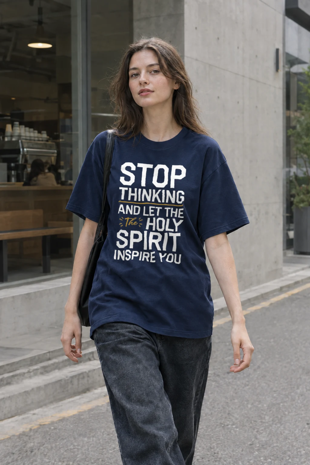 "Stop Thinking" Heavyweight Unisex Crewneck T-shirt | Gildan 5000