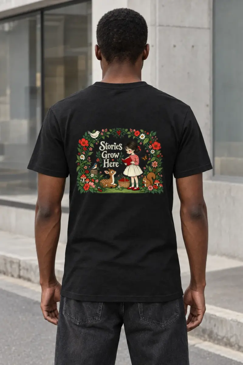 "Stories Grow Here" Heavyweight Unisex Crewneck T-shirt | Gildan 5000