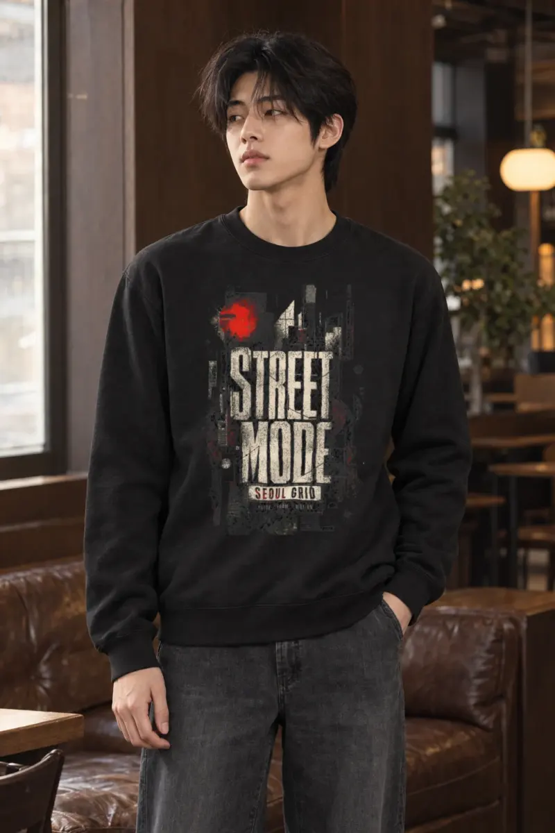 "Street Mode Seoul" Heavy Blend Unisex Crewneck Sweatshirt | Gildan 18000