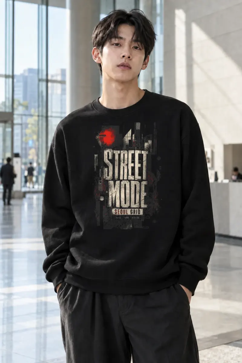 “Street Mode Seoul” Heavy Blend Unisex Crewneck Sweatshirt | Gildan 18000