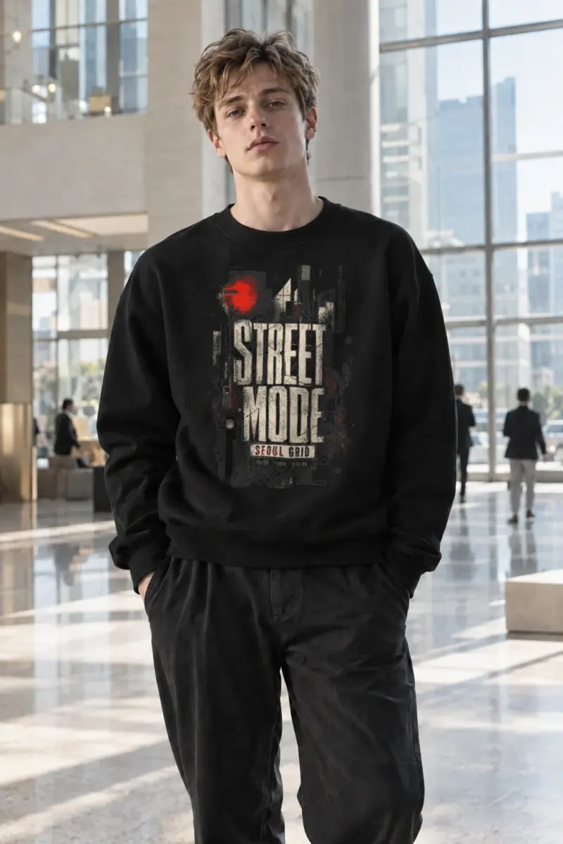 "Street Mode Seoul" Heavy Blend Unisex Crewneck Sweatshirt | Gildan 18000