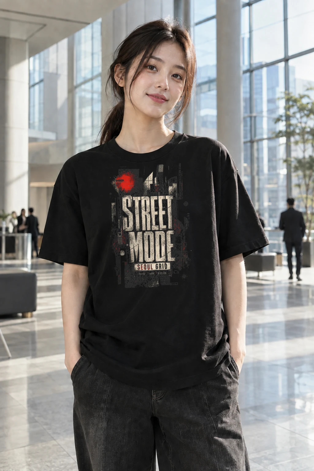 "Street Mode Seoul" Heavyweight Unisex Crewneck T-shirt | Gildan 5000
