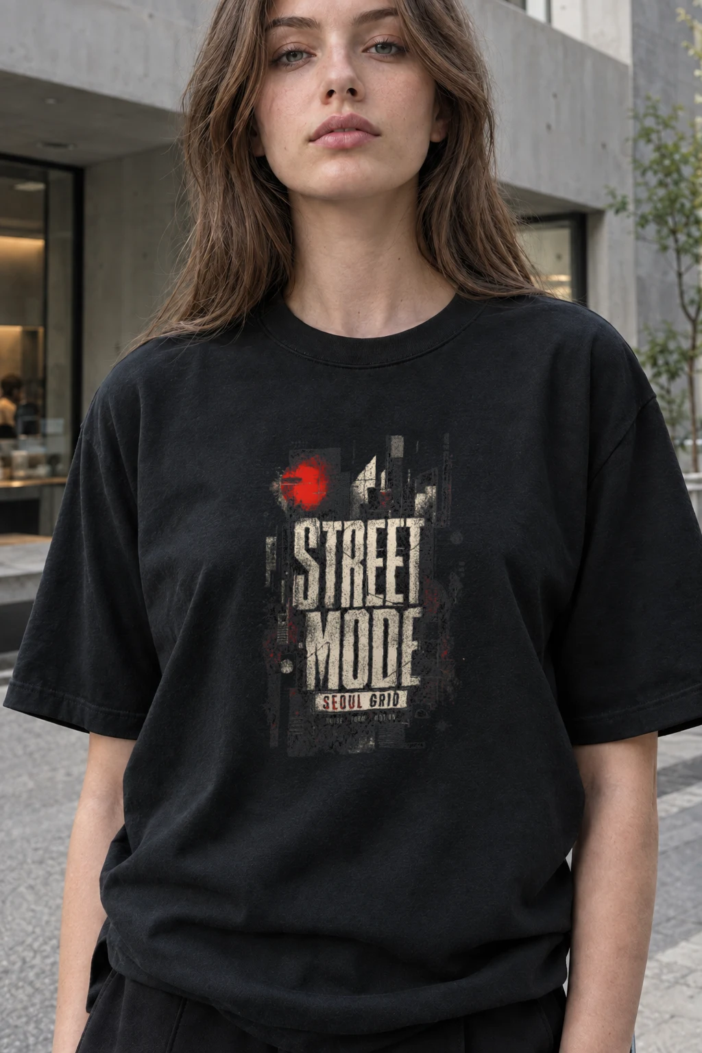 "Street Mode Seoul" Heavyweight Unisex Crewneck T-shirt | Gildan 5000