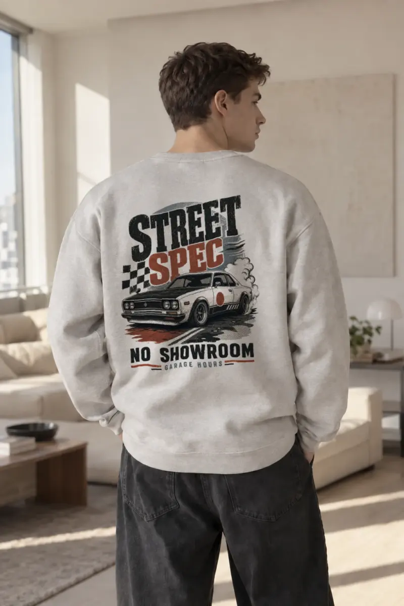 "Street Spec Garage Hours" Heavy Blend Unisex Crewneck Sweatshirt | Gildan 18000