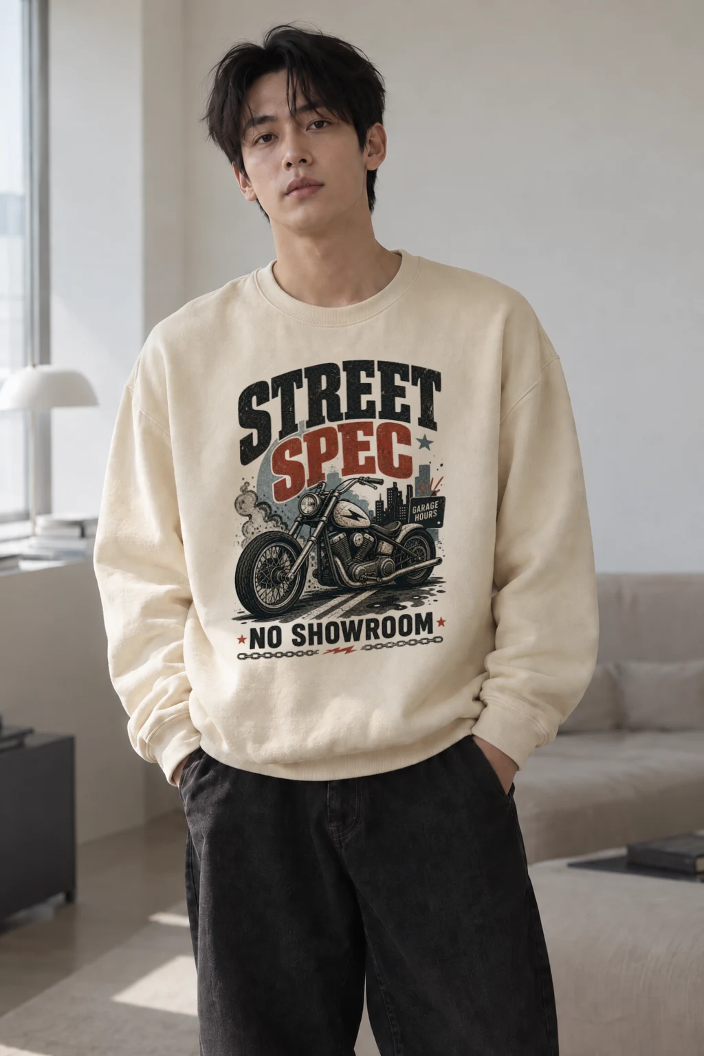 "Street Spec Garage" Unisex Sponge Fleece Crewneck Sweatshirt | Bella + Canvas 3901