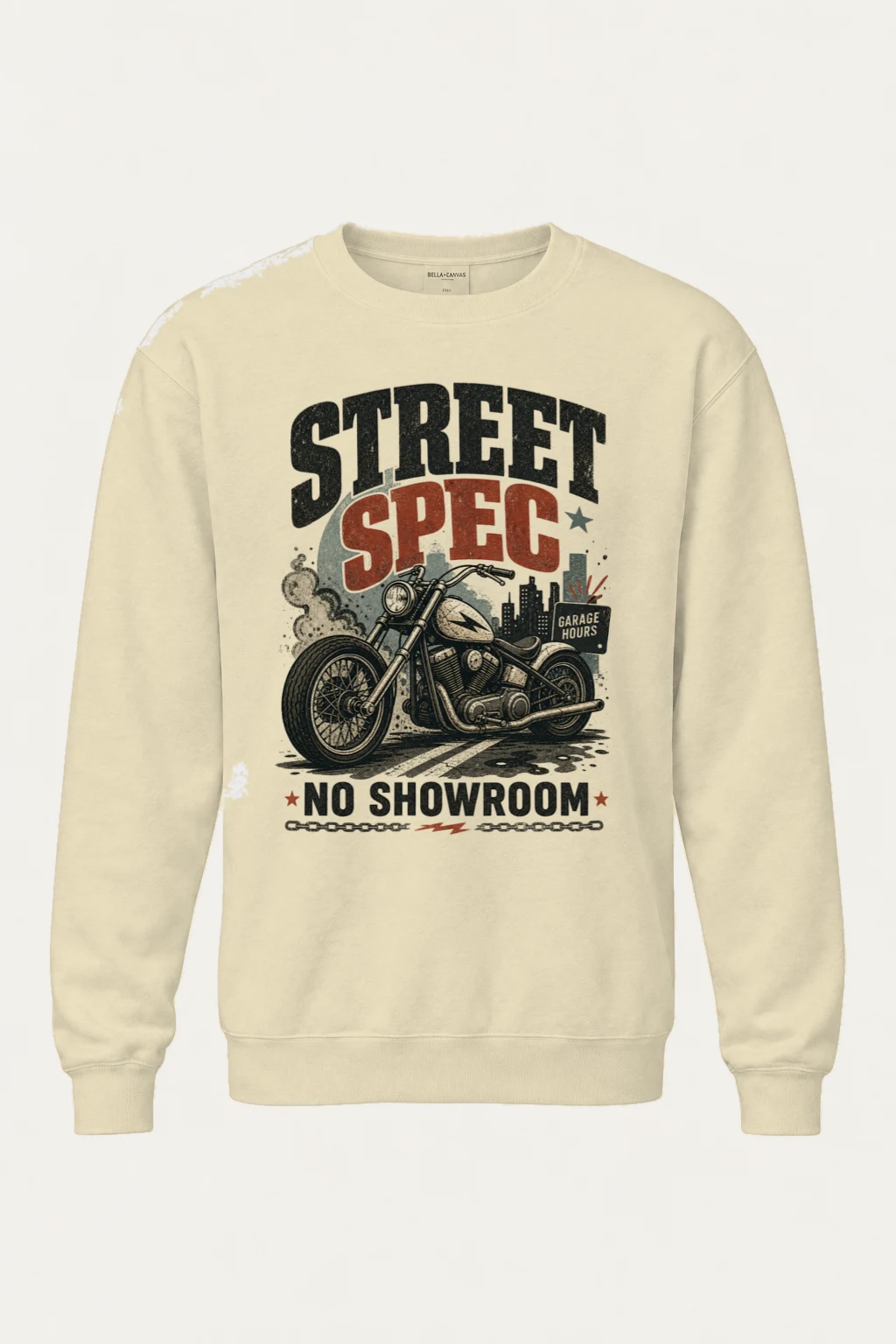 "Street Spec Garage" Unisex Sponge Fleece Crewneck Sweatshirt | Bella + Canvas 3901