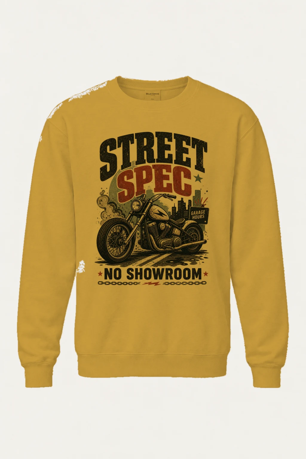 "Street Spec Garage" Unisex Sponge Fleece Crewneck Sweatshirt | Bella + Canvas 3901