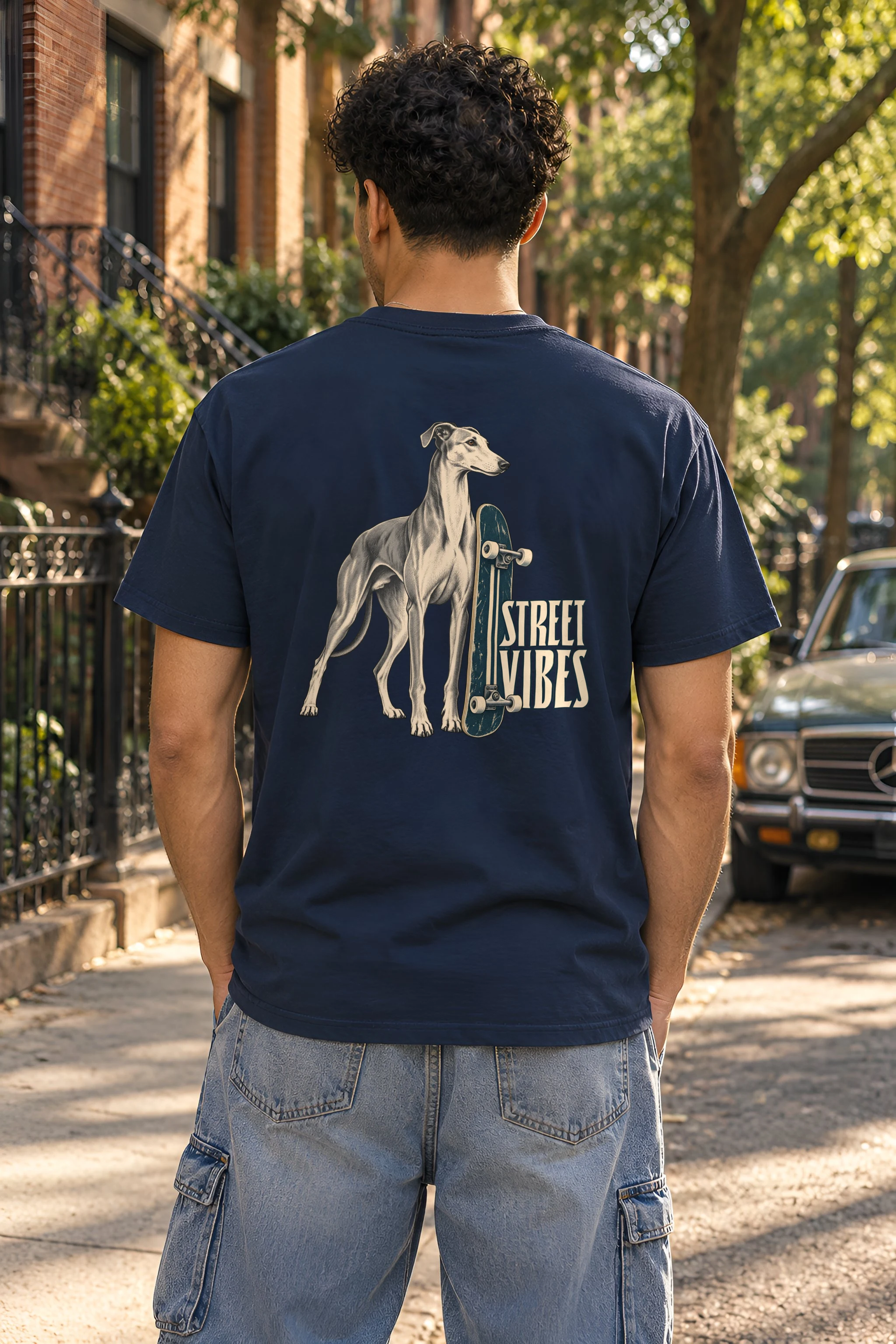 "Street Vibes Greyhound" Heavyweight Unisex Crewneck T-shirt