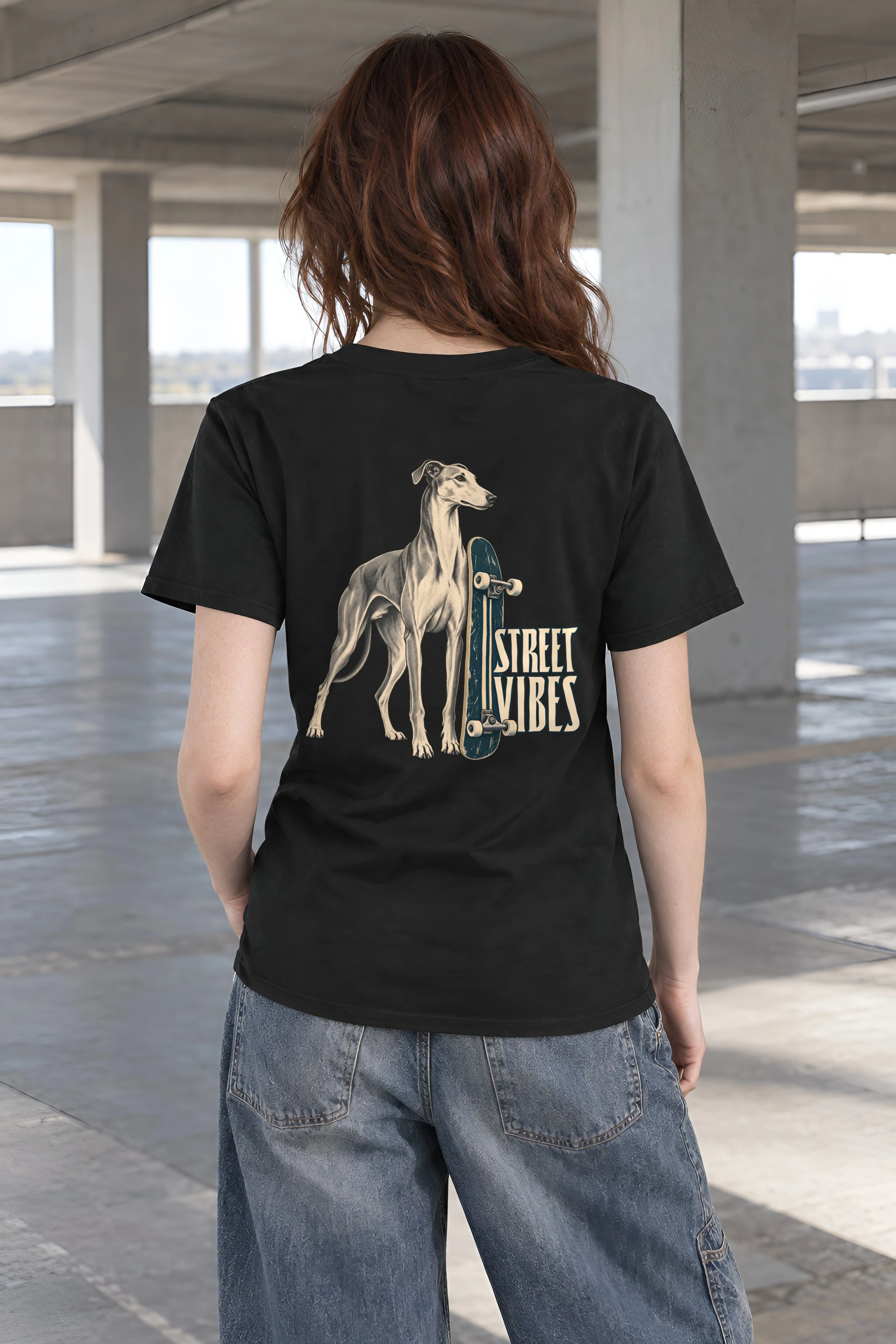 "Street Vibes Greyhound" Heavyweight Unisex Crewneck T-shirt