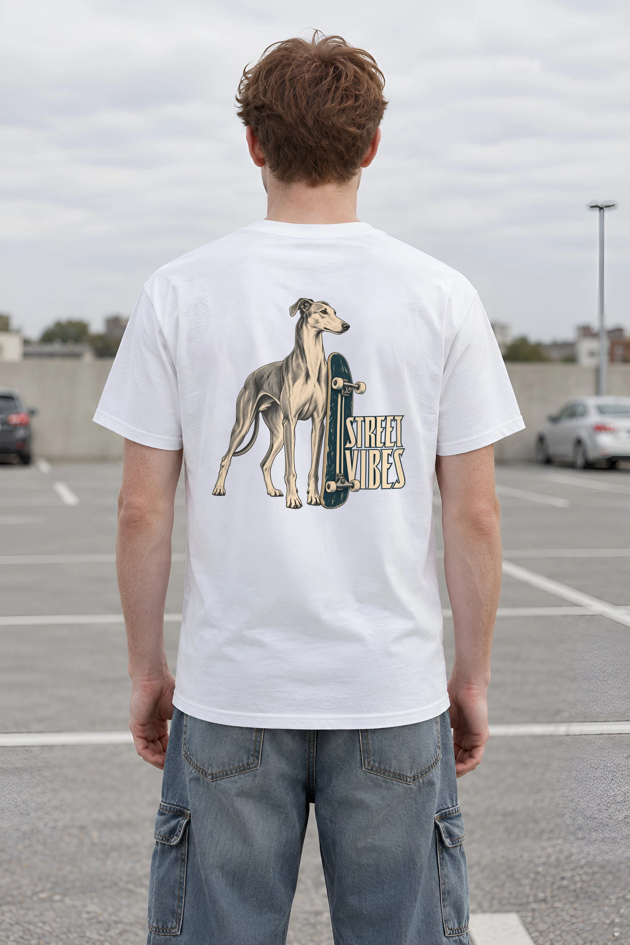 "Street Vibes Greyhound" Heavyweight Unisex Crewneck T-shirt