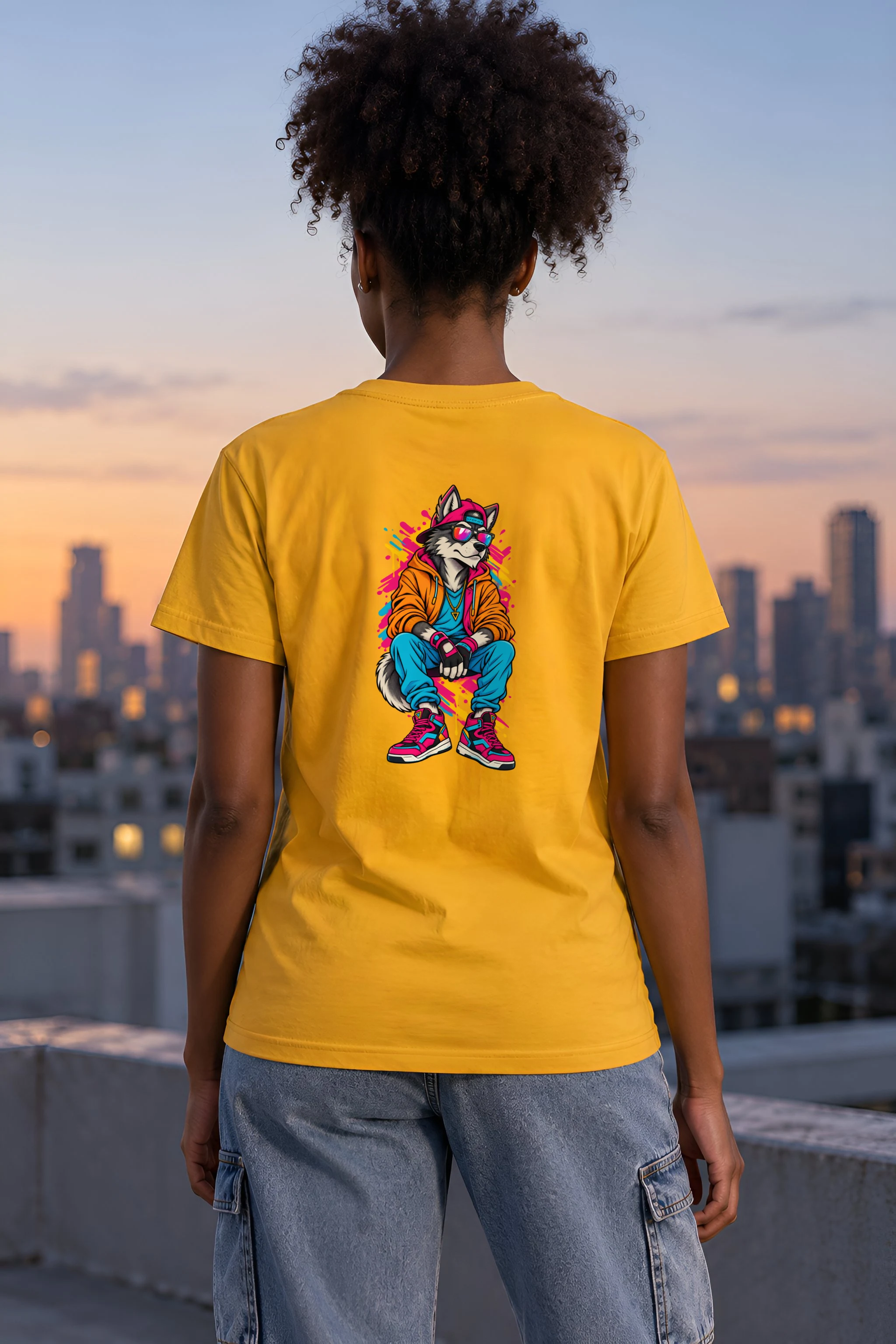 "Streetwear Wolf" Heavyweight Unisex Crewneck T-shirt