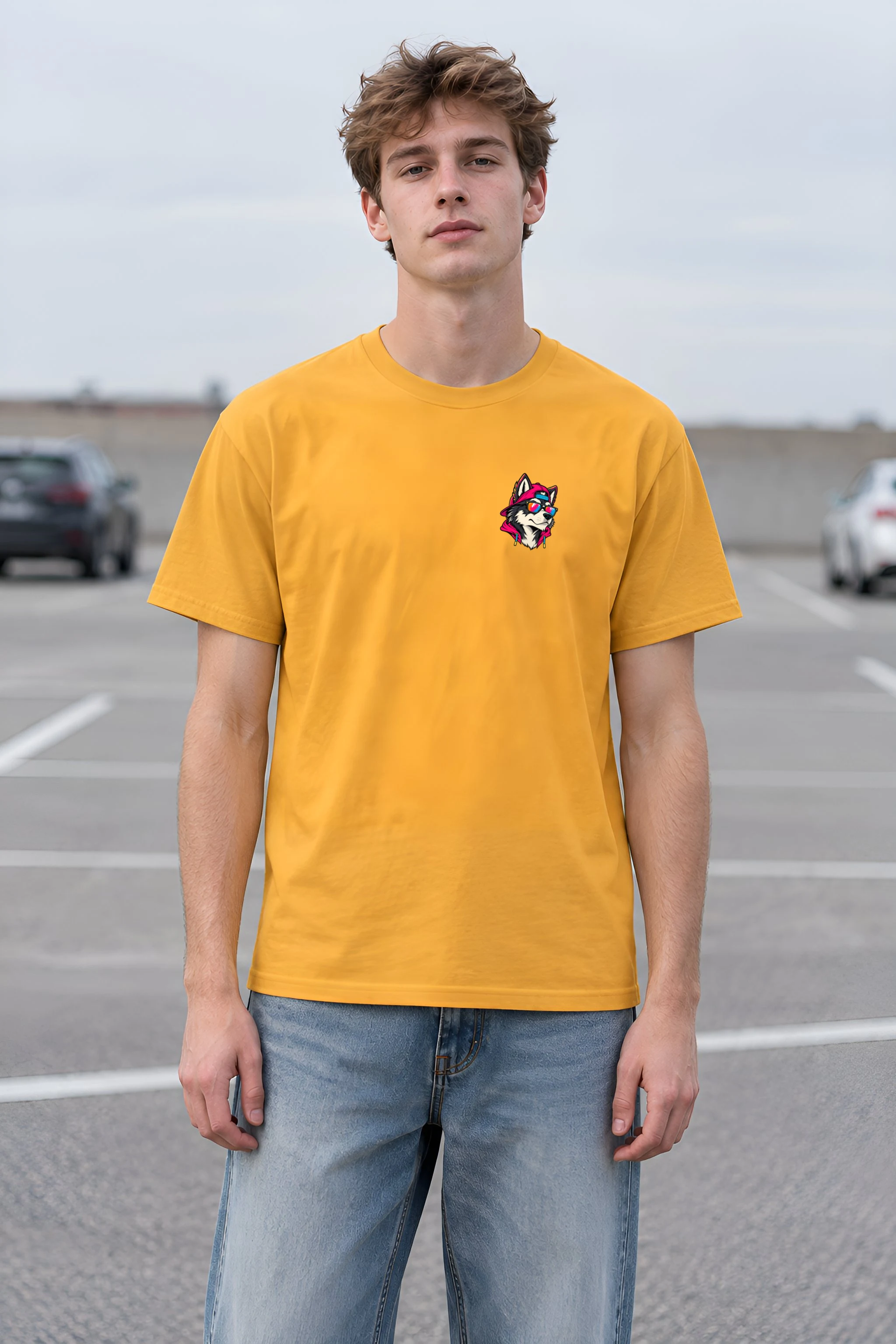"Streetwear Wolf" Heavyweight Unisex Crewneck T-shirt