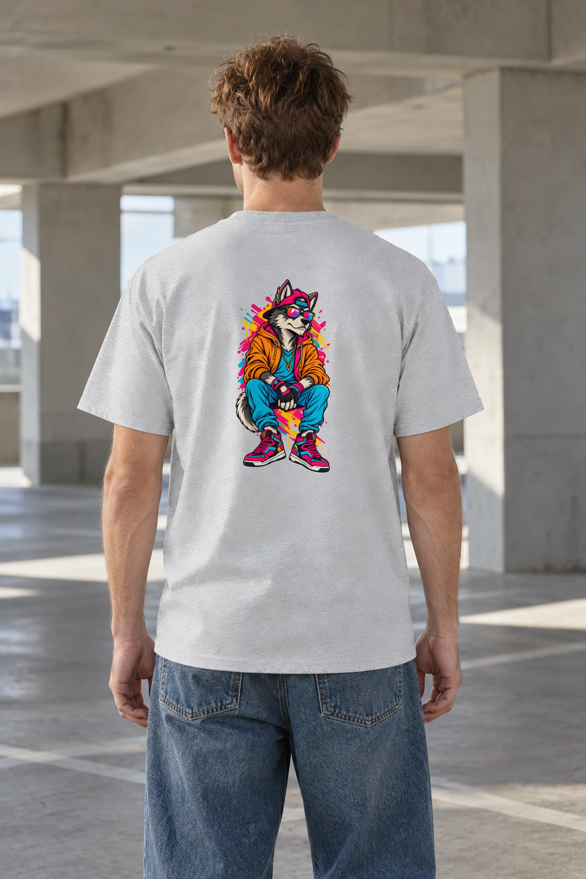 "Streetwear Wolf" Heavyweight Unisex Crewneck T-shirt