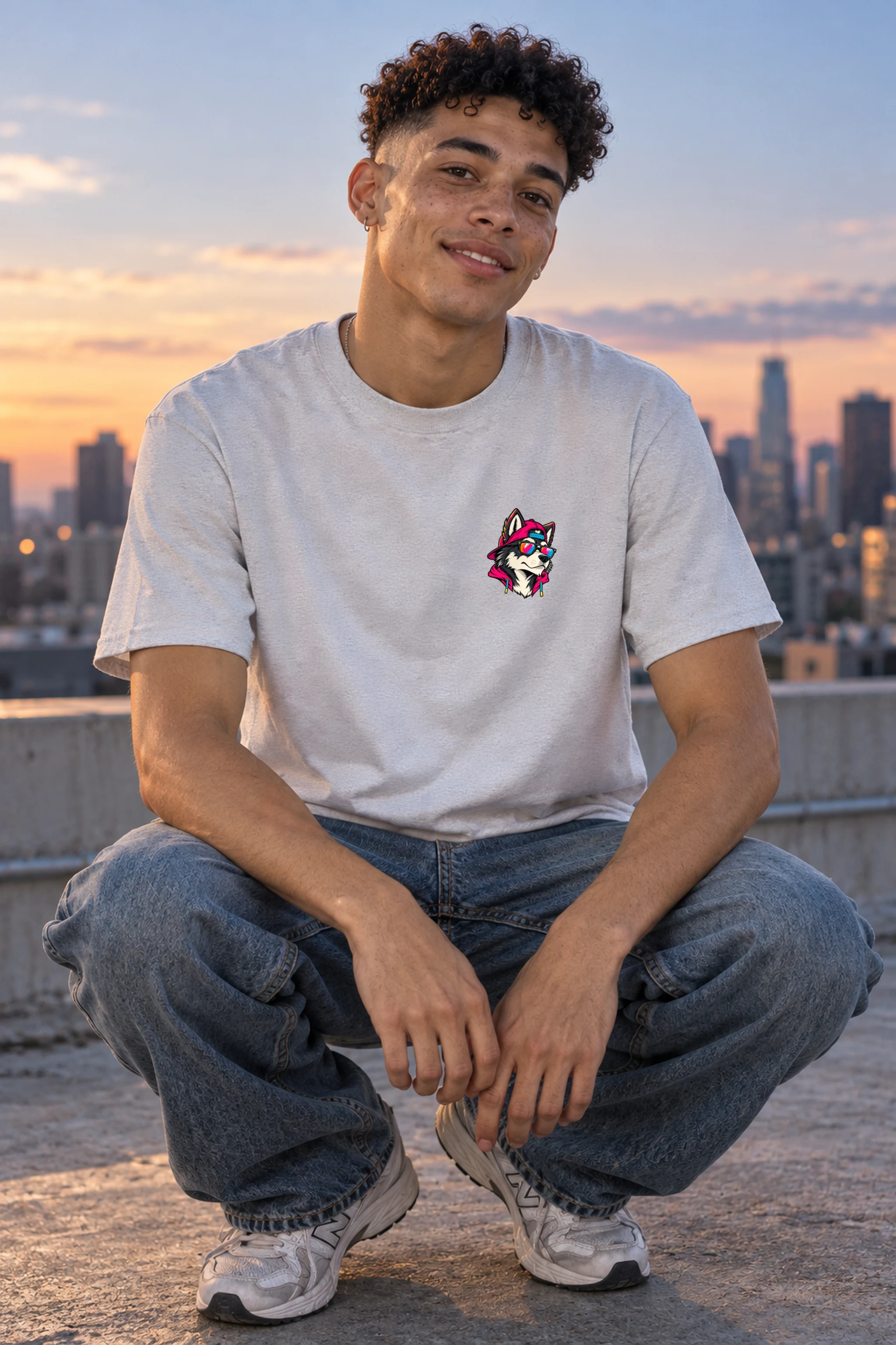 "Streetwear Wolf" Heavyweight Unisex Crewneck T-shirt