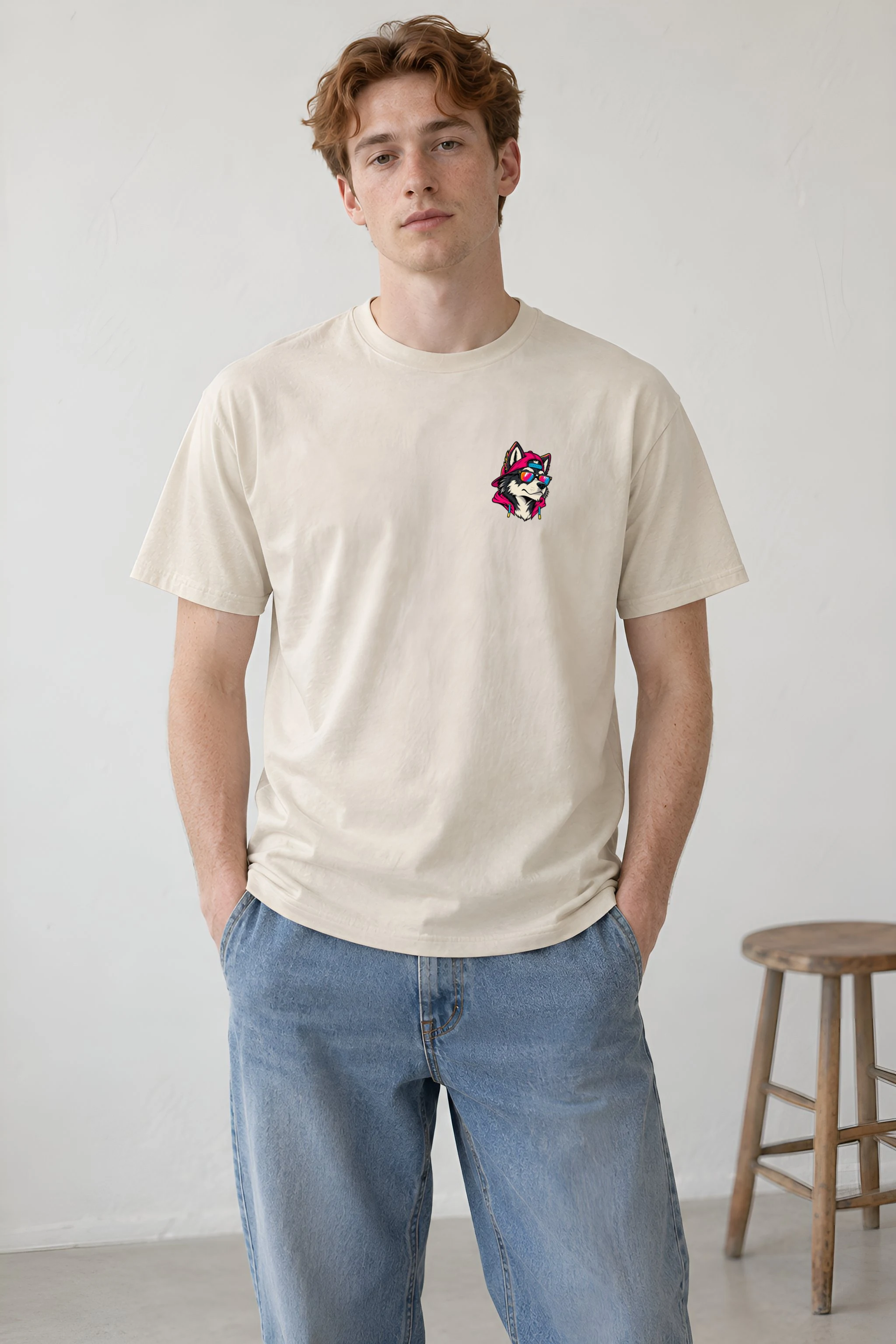 "Streetwear Wolf" Heavyweight Unisex Crewneck T-shirt