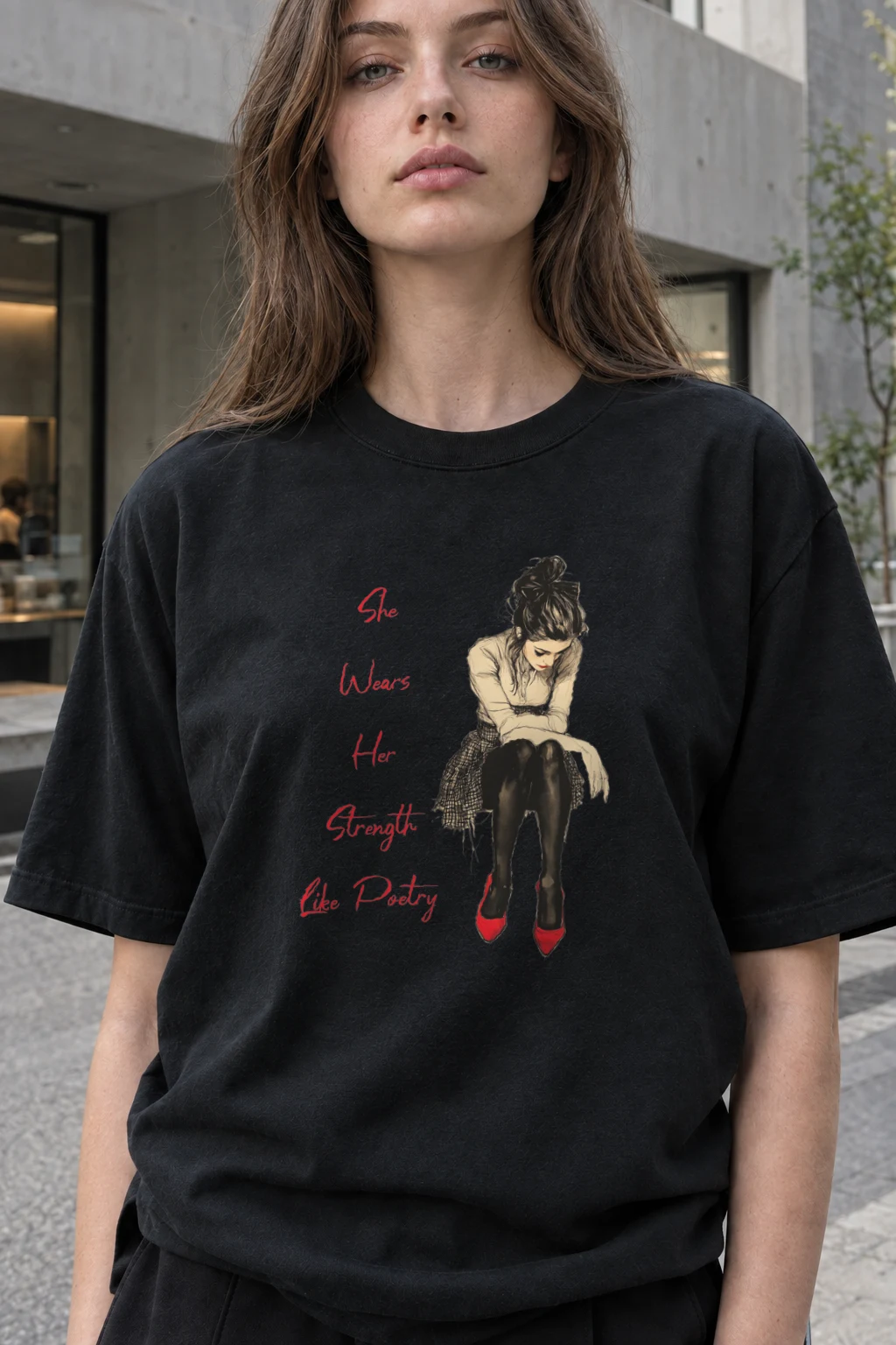 "Strength Like Poetry" Heavyweight Unisex Crewneck T-shirt | Gildan 5000