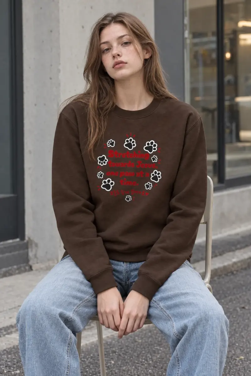 "Stretching Towards Jesus" Heavy Blend Unisex Crewneck Sweatshirt | Gildan 18000