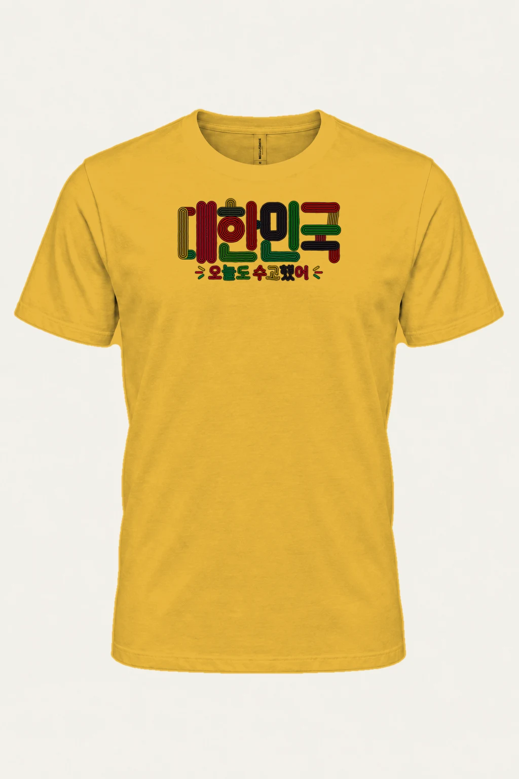 "Striped Hangul Message" Heavyweight Unisex Crewneck T-shirt | Gildan 5000