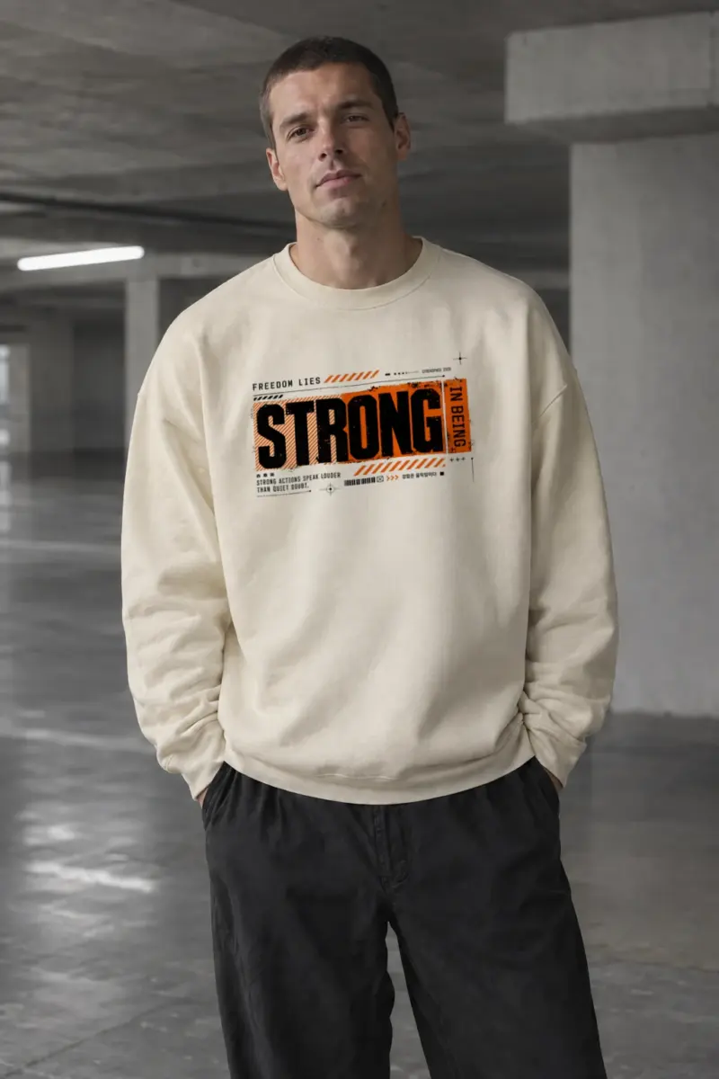 "Strong Actions" Unisex Sponge Fleece Crewneck Sweatshirt | Bella + Canvas 3901