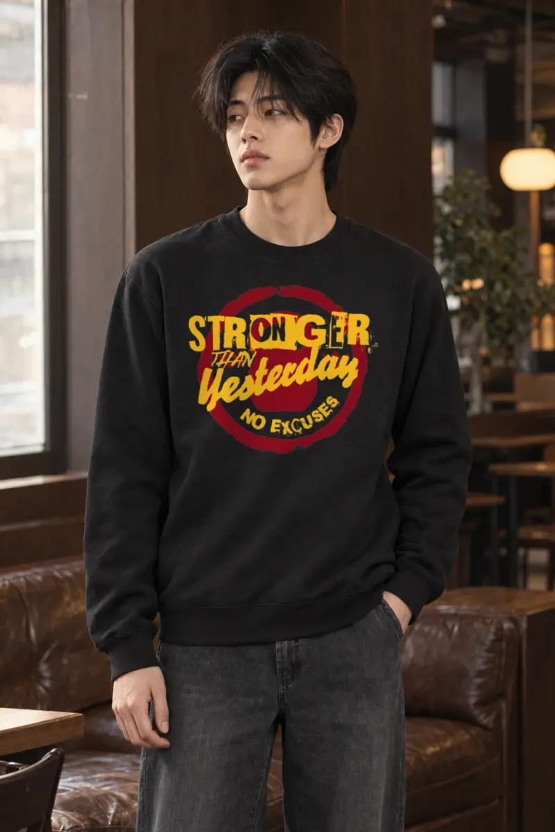 "Stronger Than Yesterday" Heavy Blend Unisex Crewneck Sweatshirt | Gildan 18000