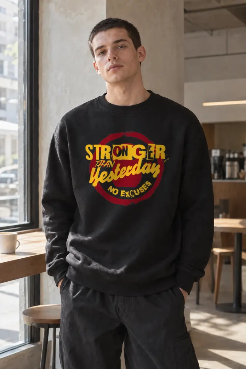 “Stronger Than Yesterday” Heavy Blend Unisex Crewneck Sweatshirt | Gildan 18000