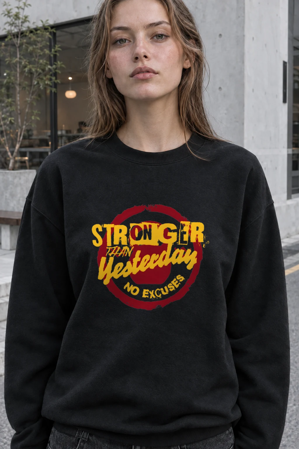 "Stronger Than Yesterday" Heavy Blend Unisex Crewneck Sweatshirt | Gildan 18000