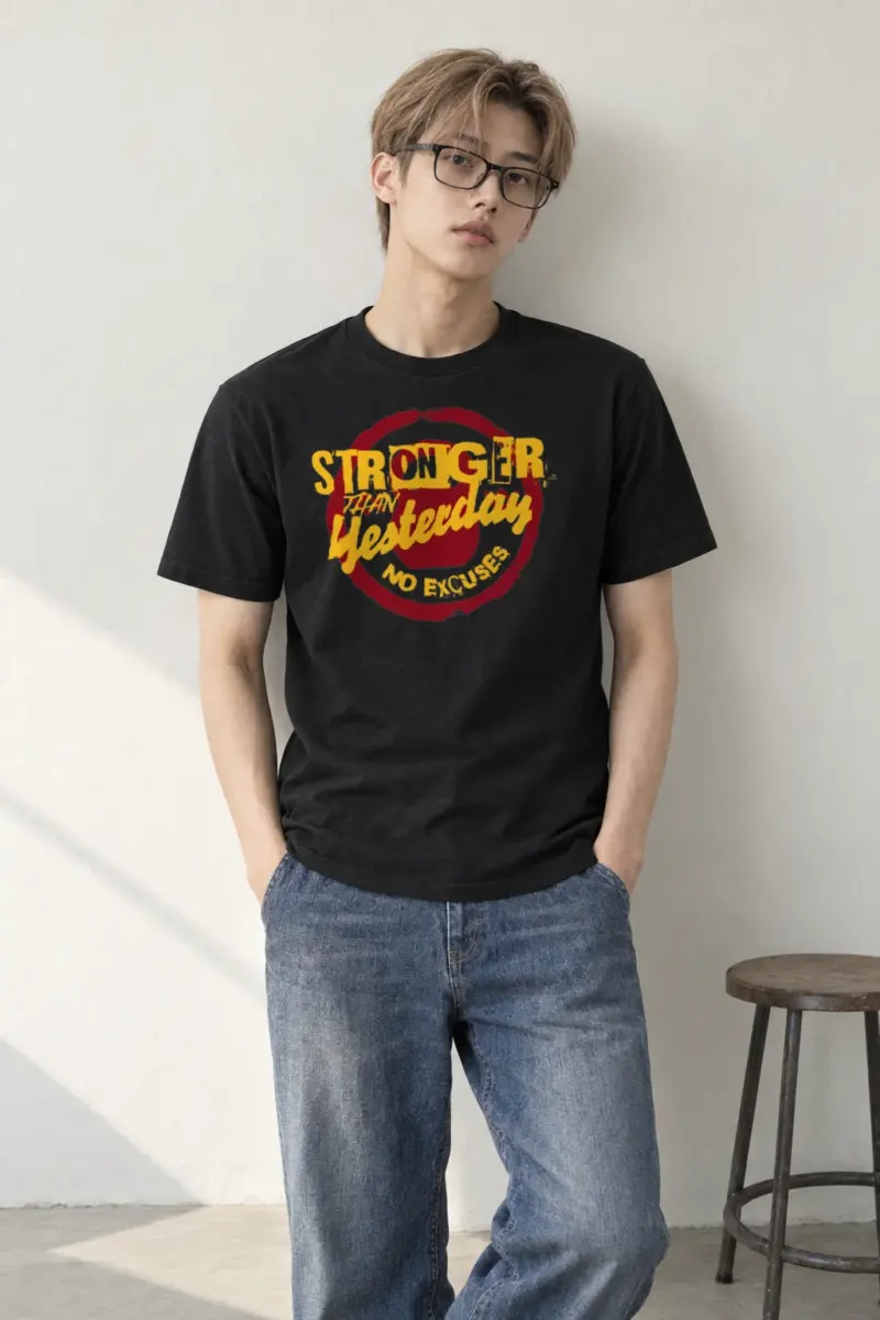 "Stronger Than Yesterday" Heavyweight Unisex Crewneck T-shirt | Gildan 5000