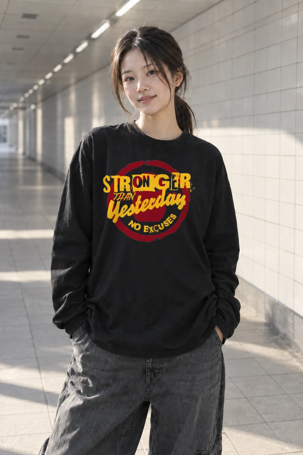 "Stronger Than Yesterday" Unisex Longsleeve T-shirt | Gildan 2400