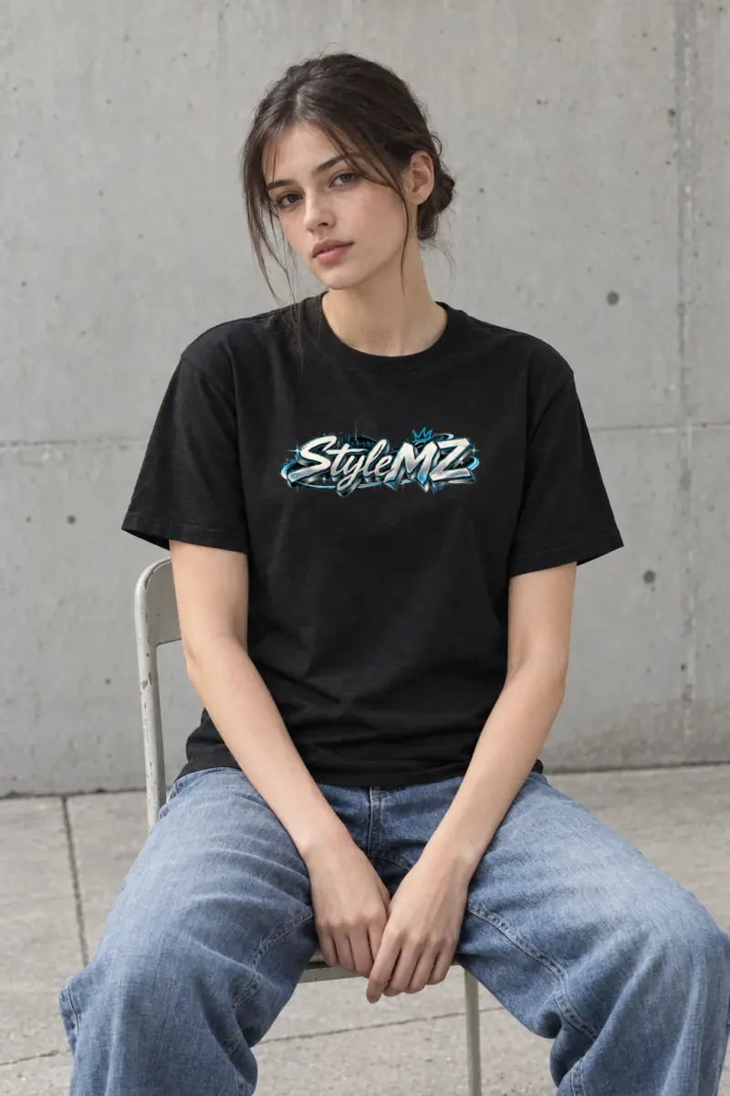 "Graffiti Bubble Style MZ" Heavyweight Unisex Crewneck T-shirt