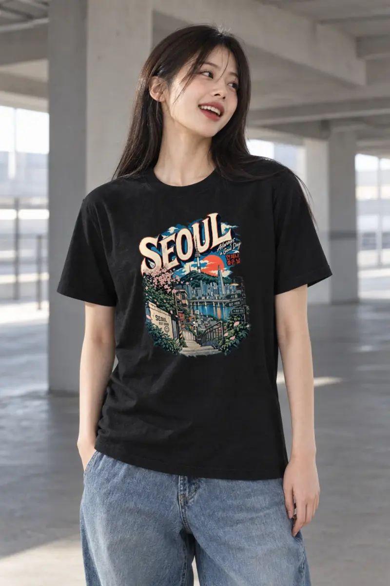 "Seoul Always a Good Day" Heavyweight Unisex Crewneck T-shirt