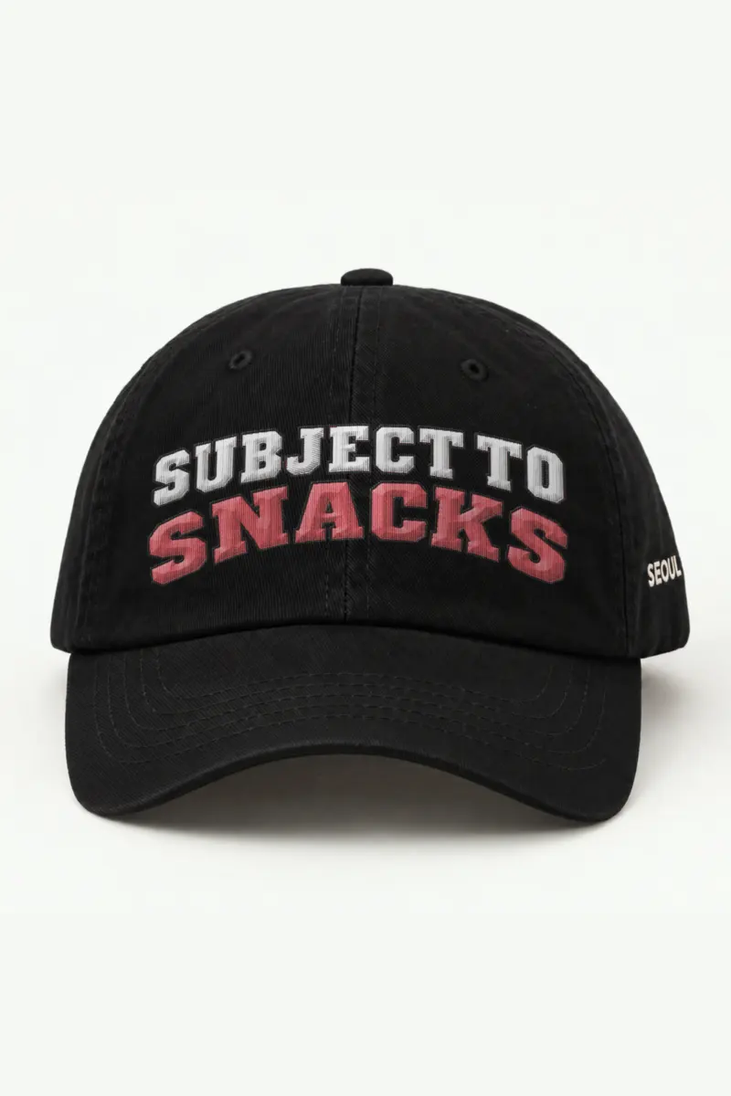 "Subject To Snacks" Classic Dad Hat · Embroidered — black/cap-front