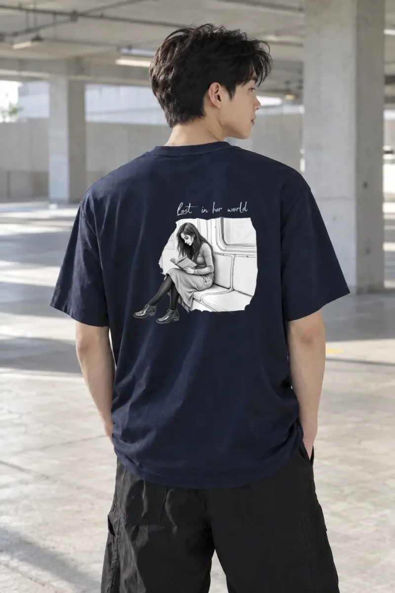 "Subway Reading" Heavyweight Unisex Crewneck T-shirt | Gildan 5000