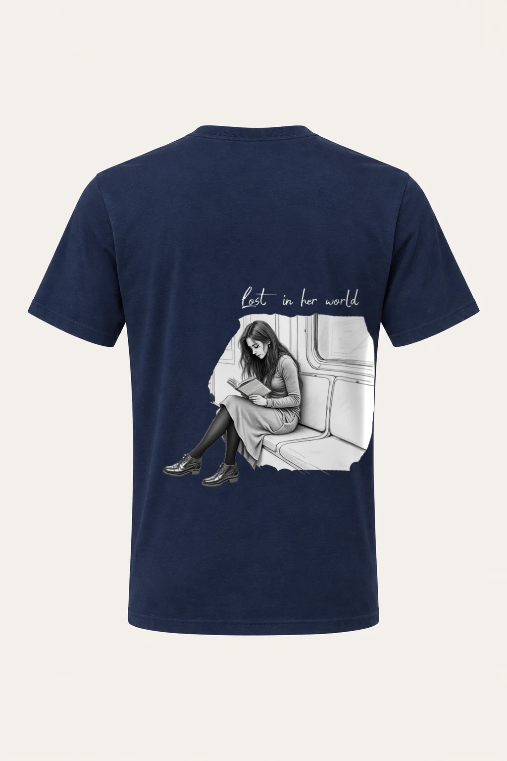 "Subway Reading" Heavyweight Unisex Crewneck T-shirt | Gildan 5000