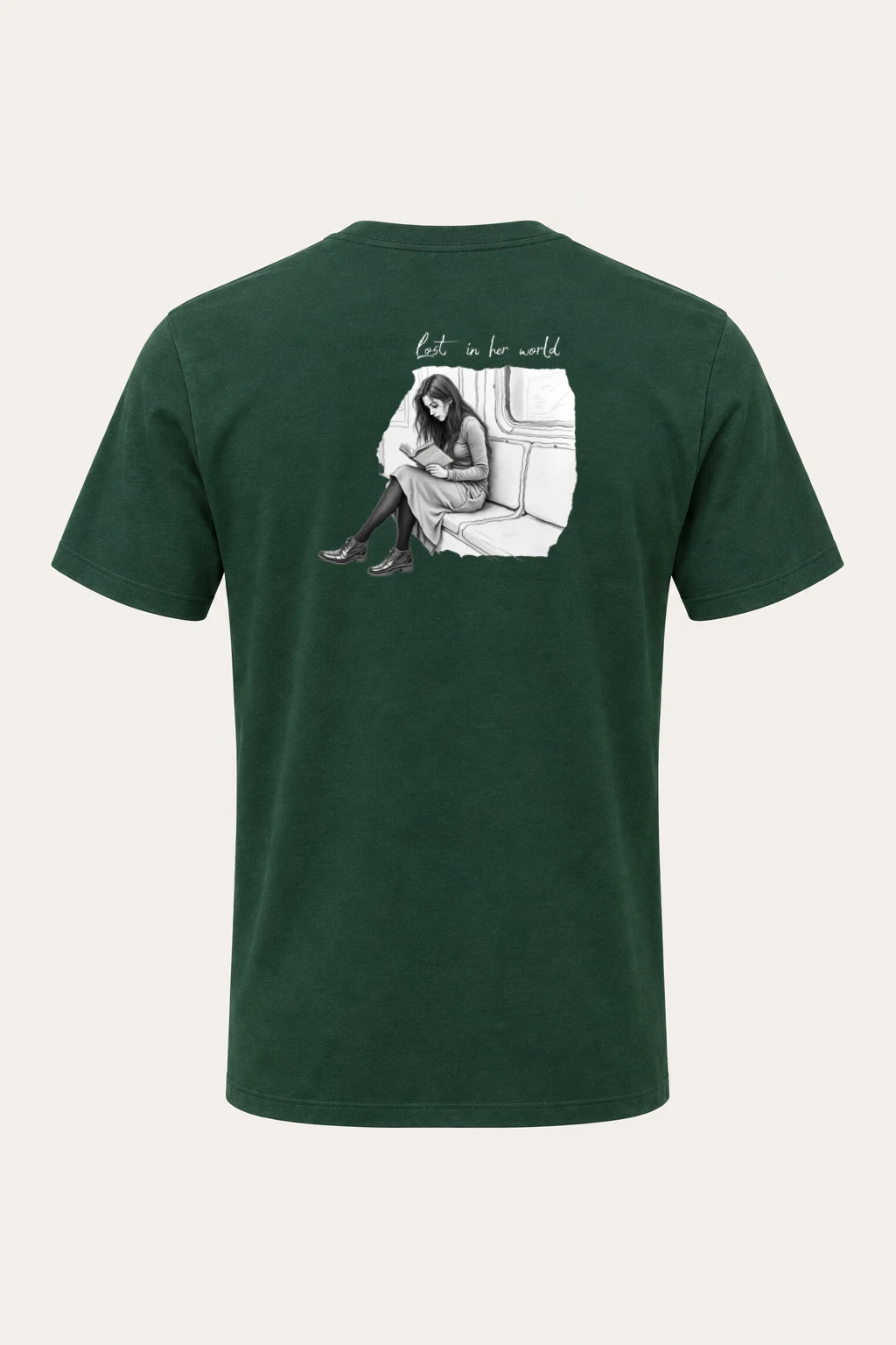 "Subway Reading" Heavyweight Unisex Crewneck T-shirt | Gildan 5000