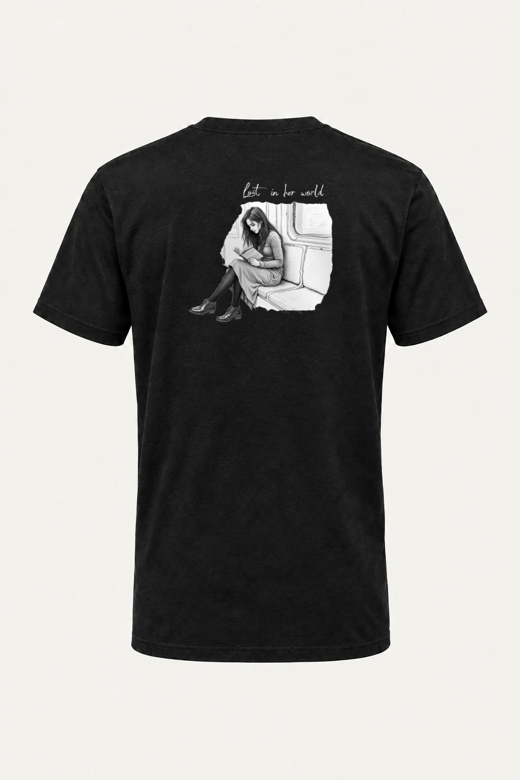 "Subway Reading" Heavyweight Unisex Crewneck T-shirt | Gildan 5000