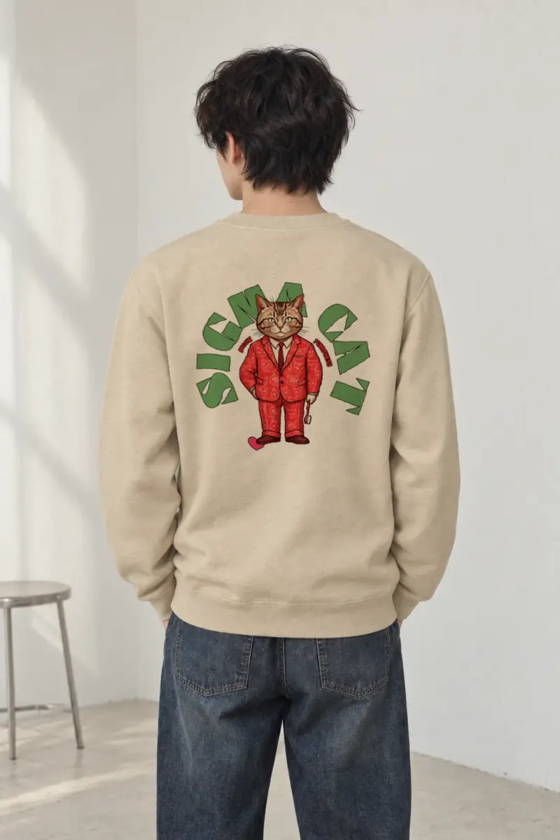 "Suit-Wearing Tabby Cat" Heavy Blend Unisex Crewneck Sweatshirt