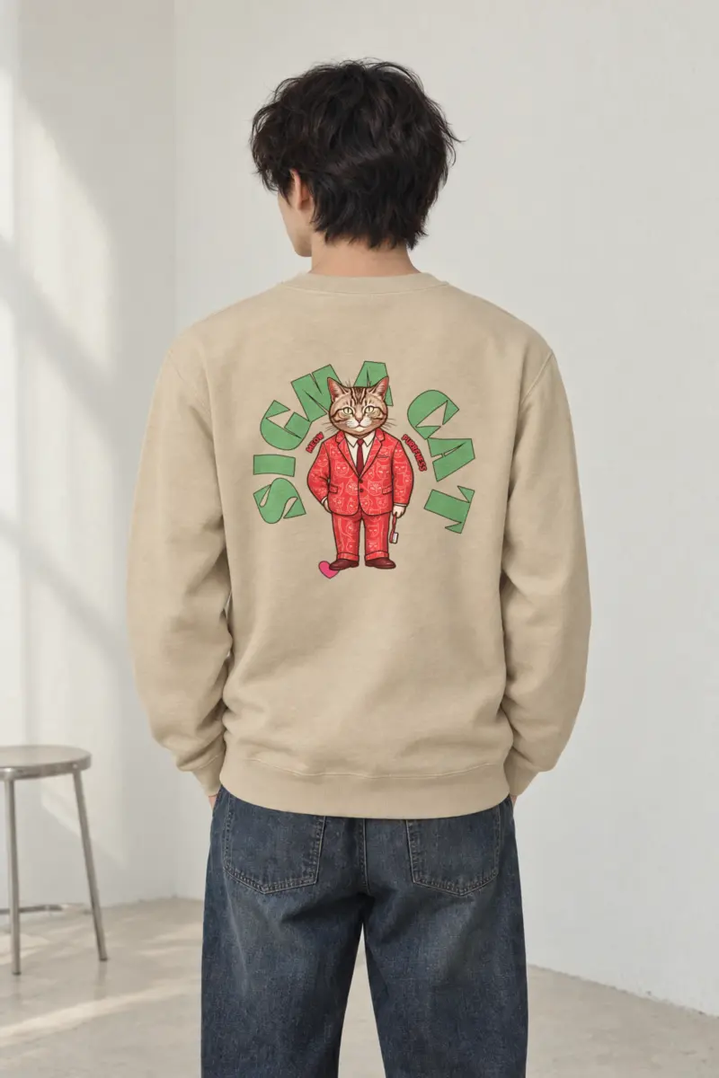 "Suit-Wearing Tabby Cat" Heavy Blend Unisex Crewneck Sweatshirt