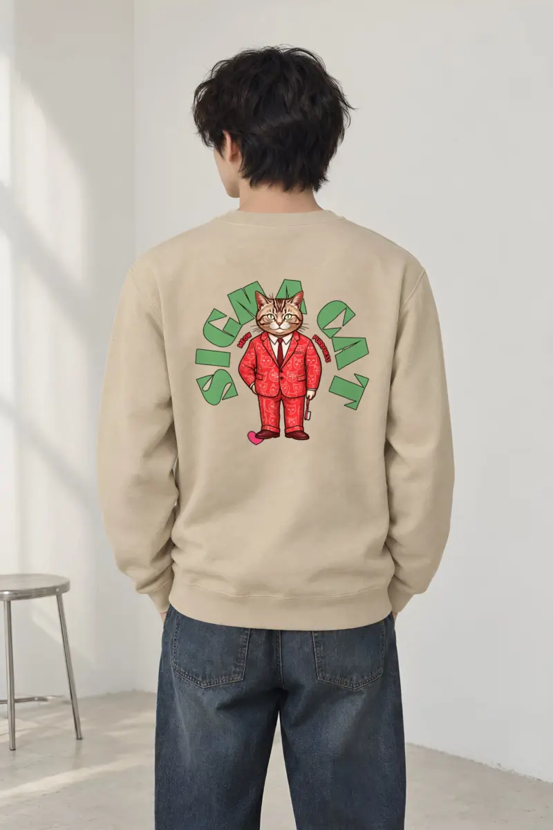 "Suit-Wearing Tabby Cat" Heavy Blend Unisex Crewneck Sweatshirt