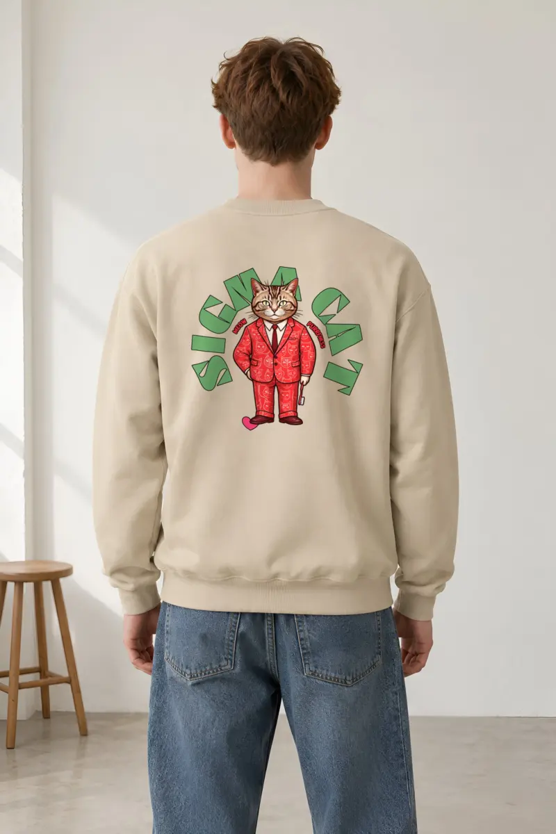 "Suit-Wearing Tabby Cat" Heavy Blend Unisex Crewneck Sweatshirt
