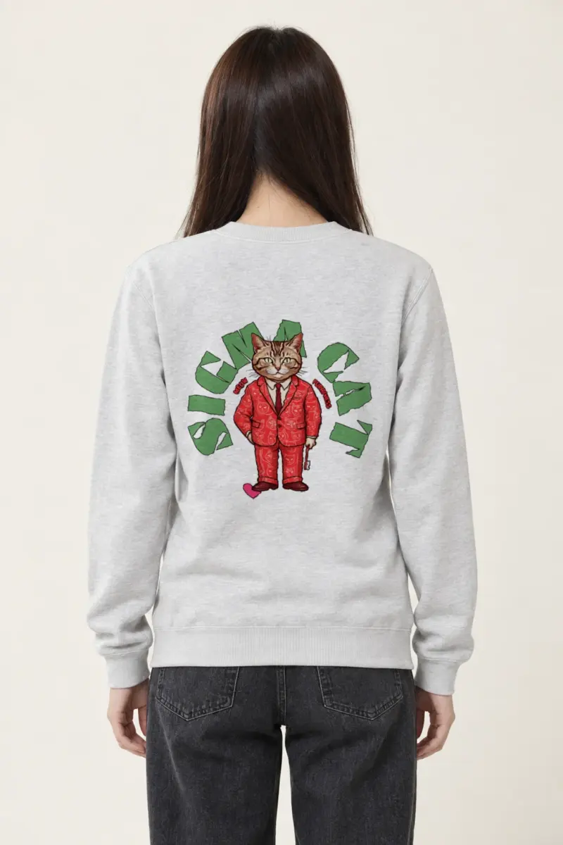 "Suit-Wearing Tabby Cat" Heavy Blend Unisex Crewneck Sweatshirt