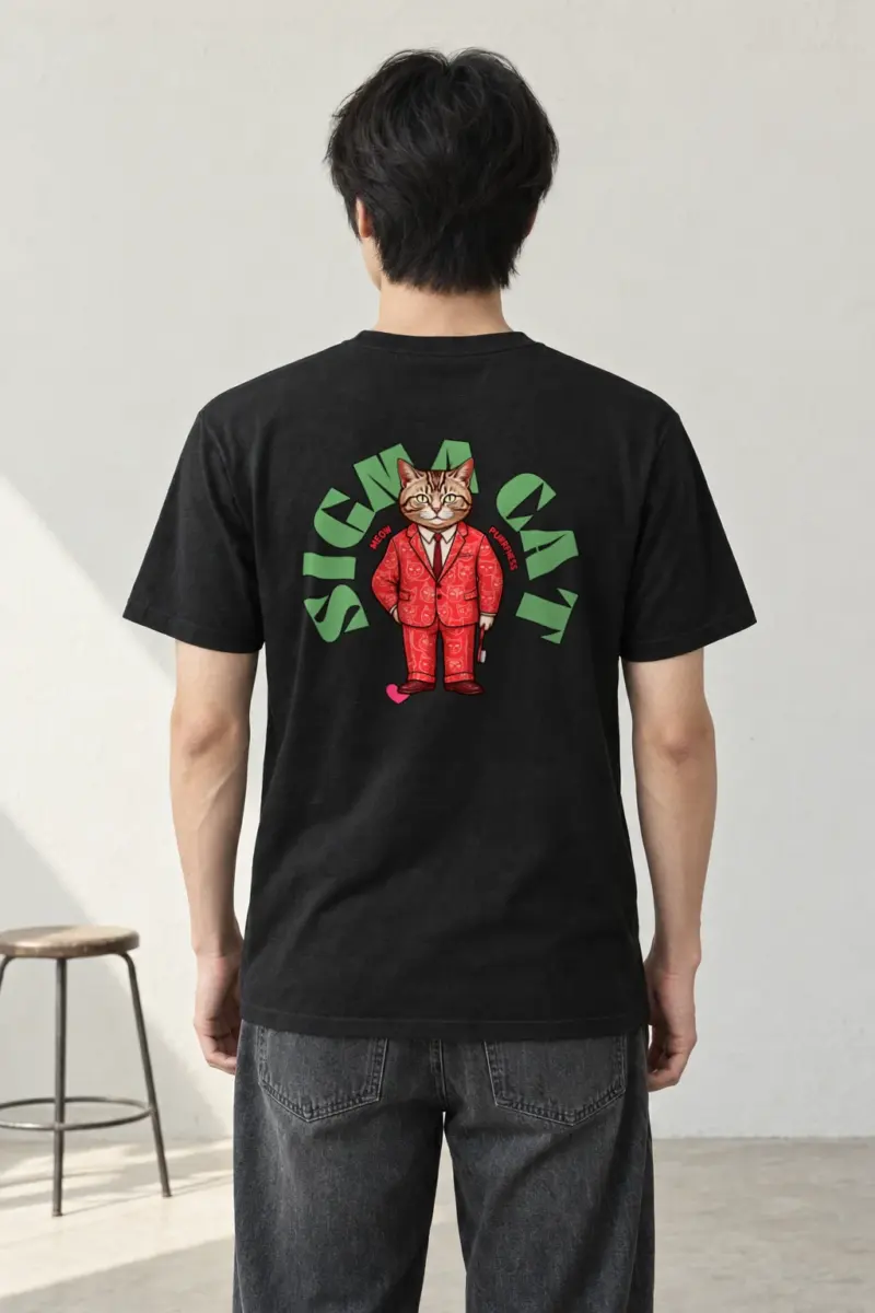 "Suit-Wearing Tabby Cat" Heavyweight Unisex Crewneck T-shirt