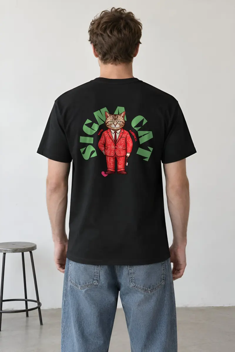 "Suit-Wearing Tabby Cat" Heavyweight Unisex Crewneck T-shirt