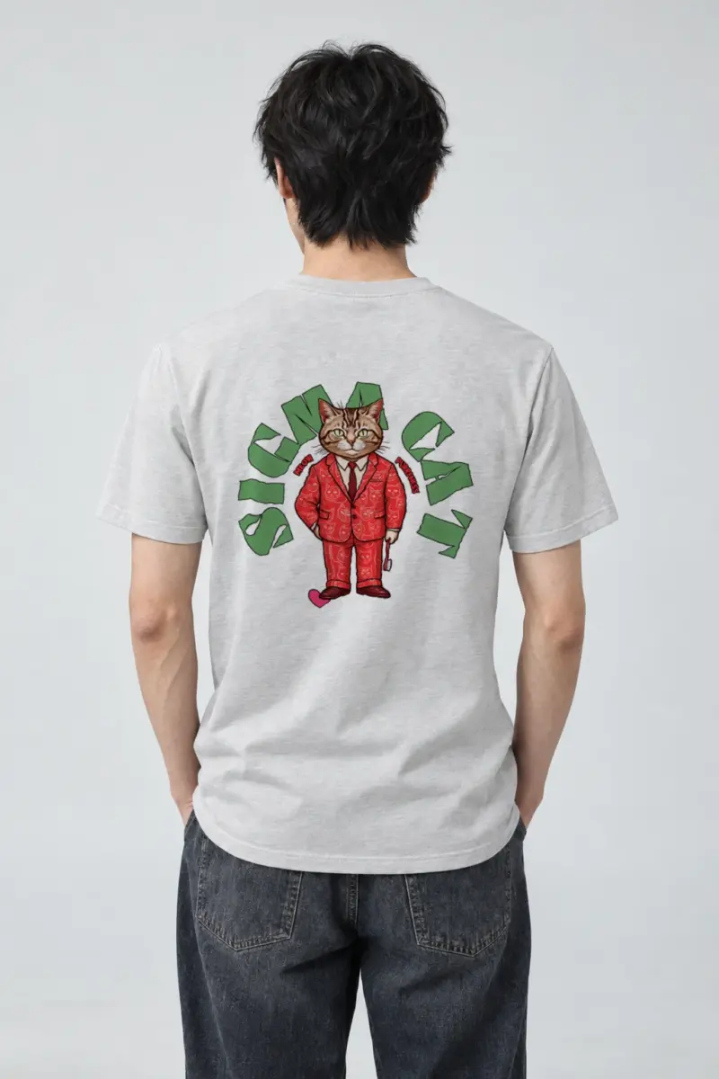 "Suit-Wearing Tabby Cat" Heavyweight Unisex Crewneck T-shirt | Gildan 5000