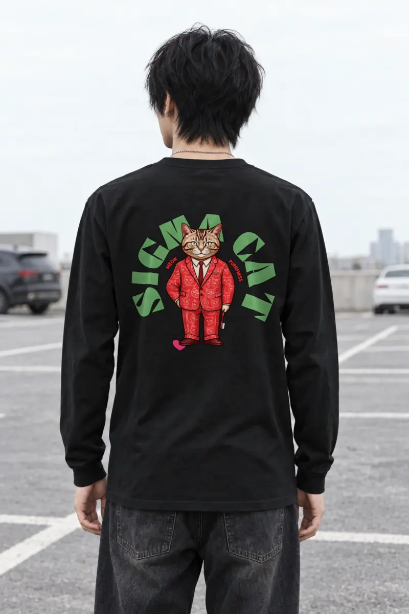 "Suit-Wearing Tabby Cat" Unisex Longsleeve T-shirt